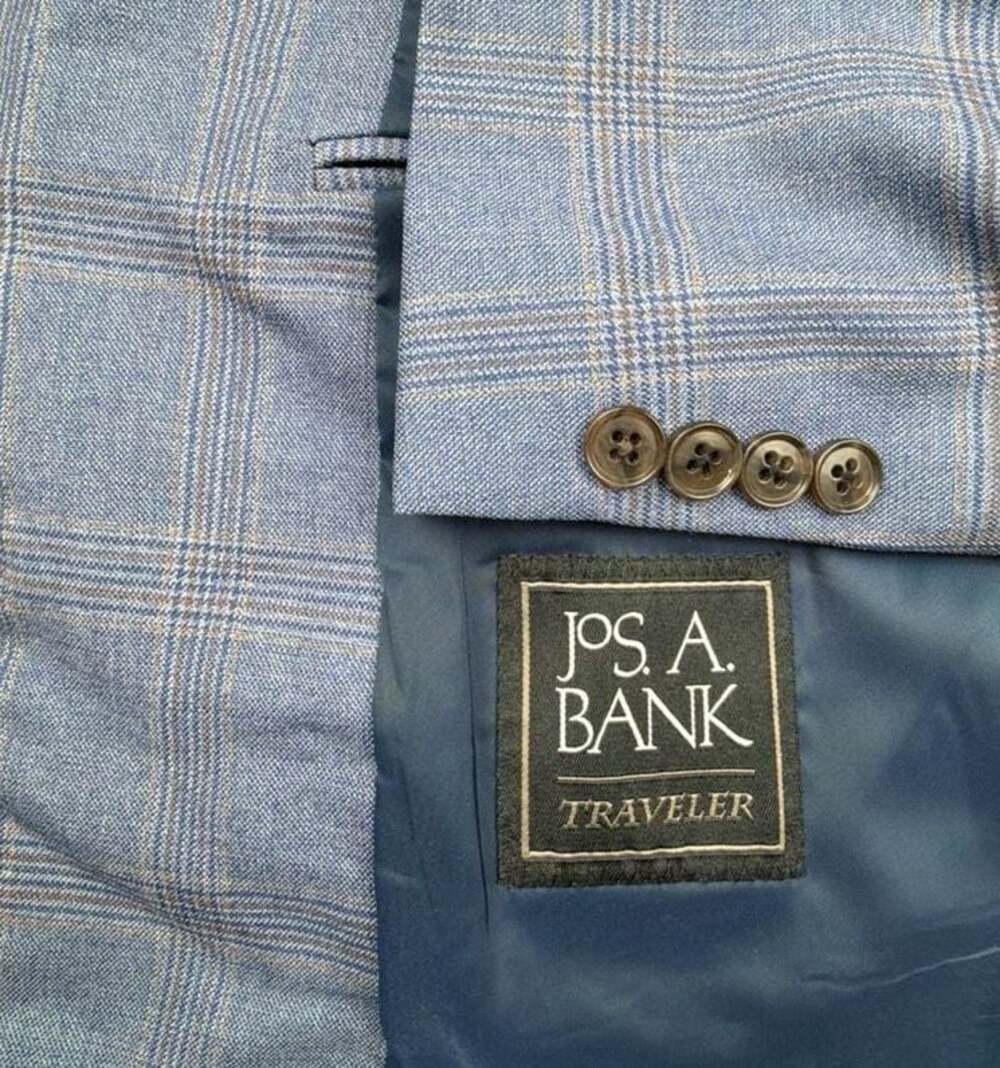 Jos. A. Bank Traveler Plaid Wool Sport Coat, Size 43 Regular